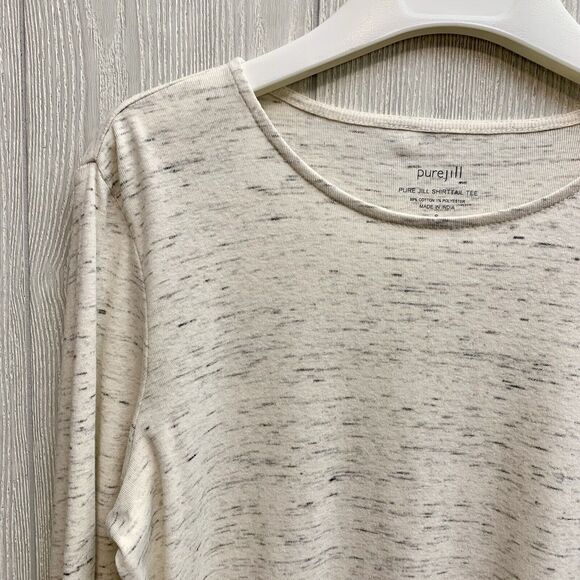 J Jill Shirttail Tee Ivory Black Long Sleeve Small NWT - Picture 2 of 4